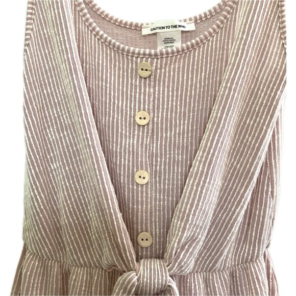 Caution to the Wind Anthropologie Striped Tank Shorts  Dress Pink White Sz M - Picture 2 of 9